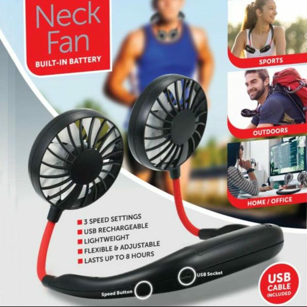 Neck Fan Adjustment Fan Hands-free Hanging Rechargeable Mini Sports Fans 3 Gears Wearable Sport Fan